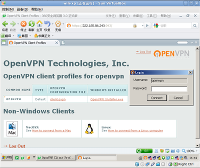 虚拟机WIN下载安装后登入openvpn