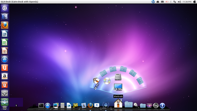 My UBUNTU desktop with MACBUNTU theme
