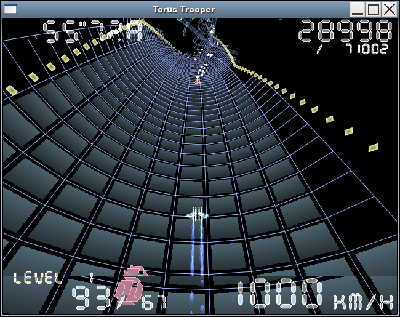 Torus Trooper<br />3D旋转轨道射击游戏<br />sudo apt-get install torus-trooper