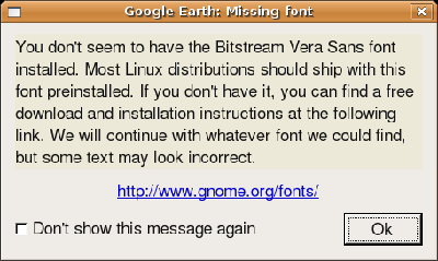 Google Earth 关于 font 的错误提示